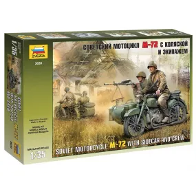 1/35 Soviet Motorcycle WWII M72 with Sidecar and Crew  Plastic Model Kit