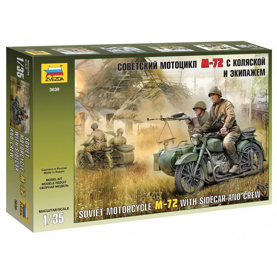 1/35 Soviet Motorcycle WWII M72 with Sidecar and Crew  Plastic Model Kit