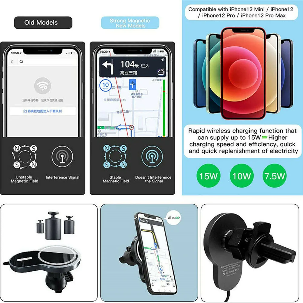 15w Sturdy Magnetic  Wireless  Car  Charger With Vent Phone Mount