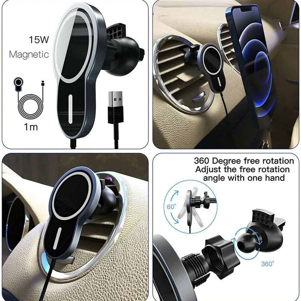 15w Sturdy Magnetic  Wireless  Car  Charger With Vent Phone Mount