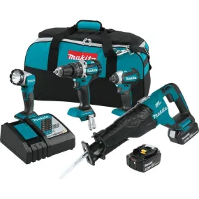 18-Volt 4-Piece 5.0Ah LXT Lithium-Ion Brushless Cordless Combo Kit Hammer Drill/ Impact Driver/ Recipro Saw/ Flashlight