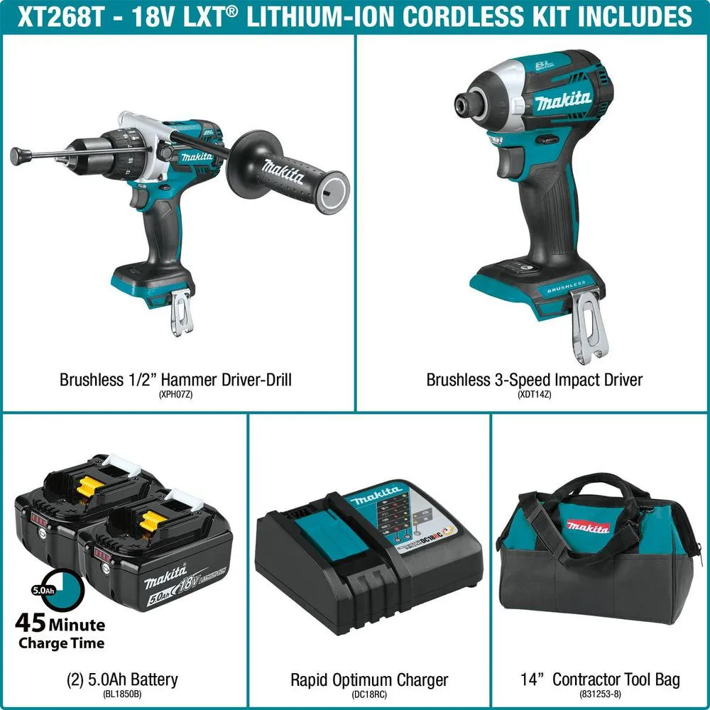18-Volt LXT Lithium-ion Brushless Cordless 2-piece Combo Kit (Hammer Drill/ Impact Driver) 5.0Ah