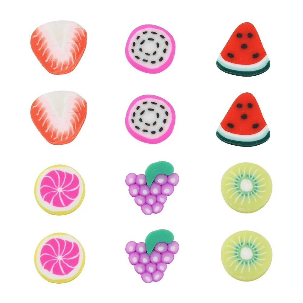 1800 fruit clay slice, Jewelry making cabochon set