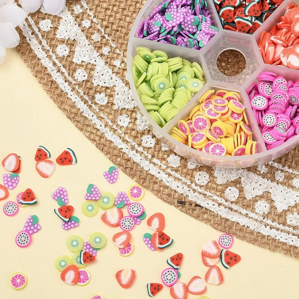 1800 fruit clay slice, Jewelry making cabochon set