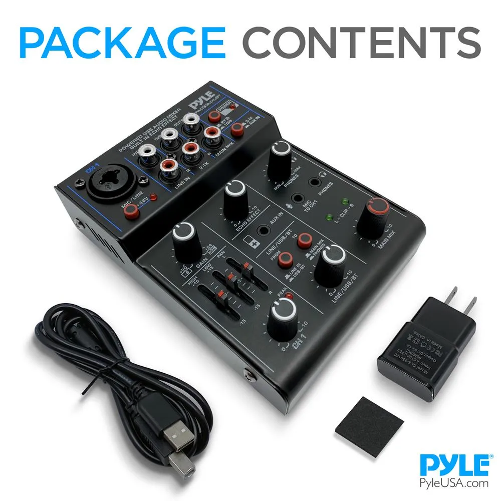 3-Channel Wireless Bt Streaming Mini Audio Mixer - 1 Mono   2 Stereo (Line In & 2-Tk) Inputs, Compact Dj Mixer With Usb Audio Interface ( 48V Dc Phantom Power)