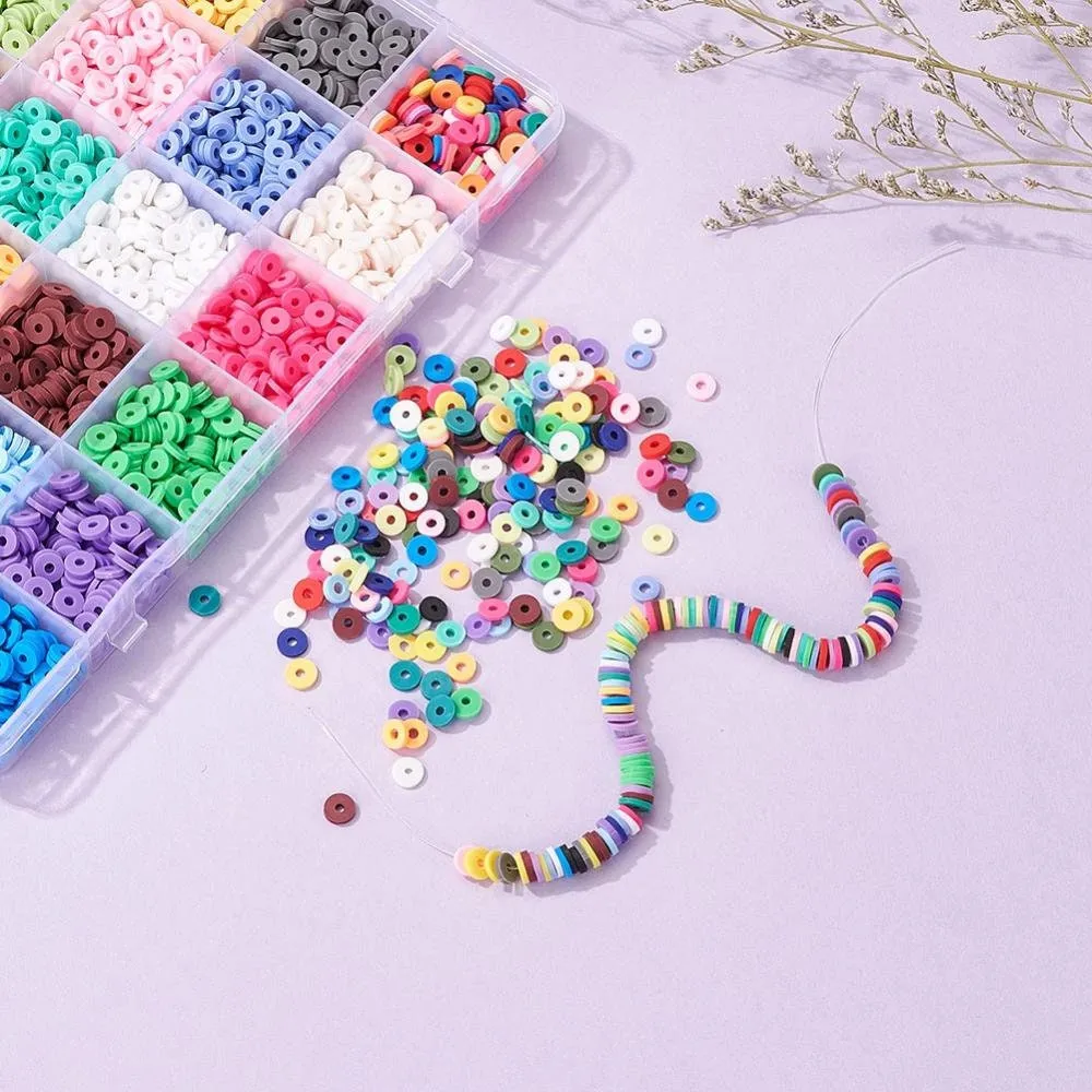 3600 assorted clay beads, Jewelry bracelet making set DIY, 24 colors box