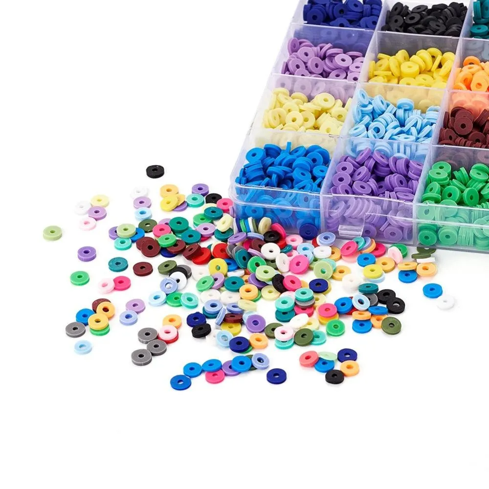 3600 assorted clay beads, Jewelry bracelet making set DIY, 24 colors box