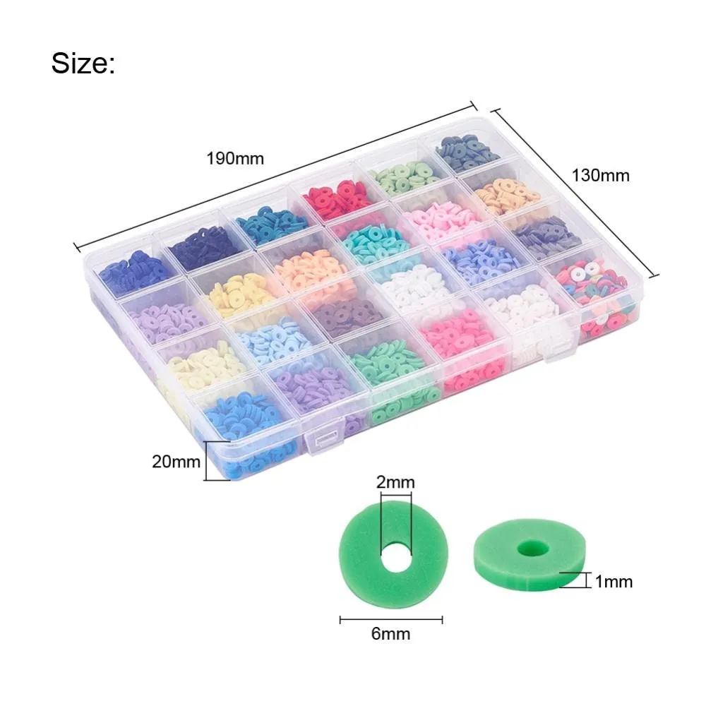 3600 assorted clay beads, Jewelry bracelet making set DIY, 24 colors box