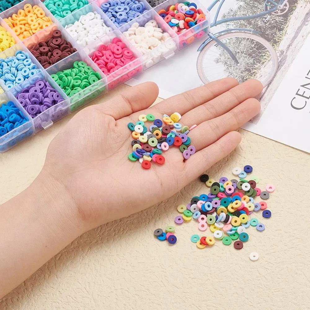 3600 assorted clay beads, Jewelry bracelet making set DIY, 24 colors box