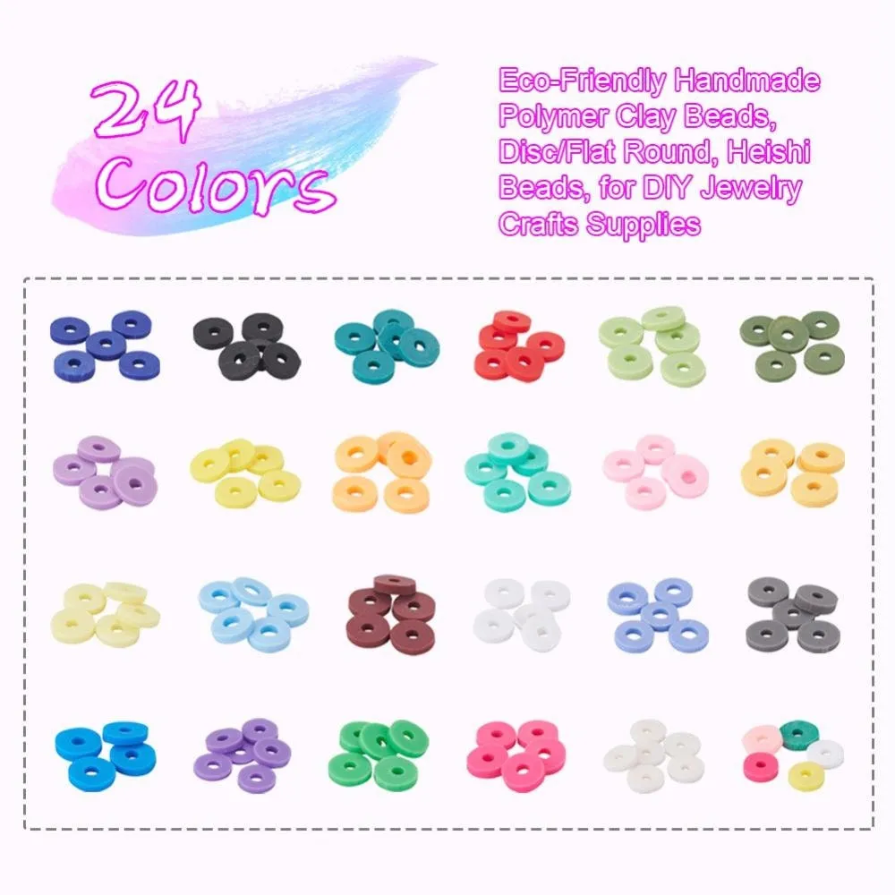 3600 assorted clay beads, Jewelry bracelet making set DIY, 24 colors box