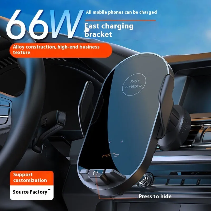 66W Car Phone Holder | Fast Wireless Charger | Air Vent Mount | Electroplated Finish