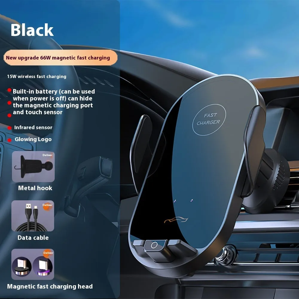 66W Car Phone Holder | Fast Wireless Charger | Air Vent Mount | Electroplated Finish