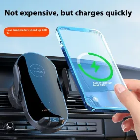 66W Car Phone Holder | Fast Wireless Charger | Air Vent Mount | Electroplated Finish