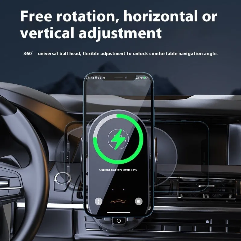 66W Car Phone Holder | Fast Wireless Charger | Air Vent Mount | Electroplated Finish