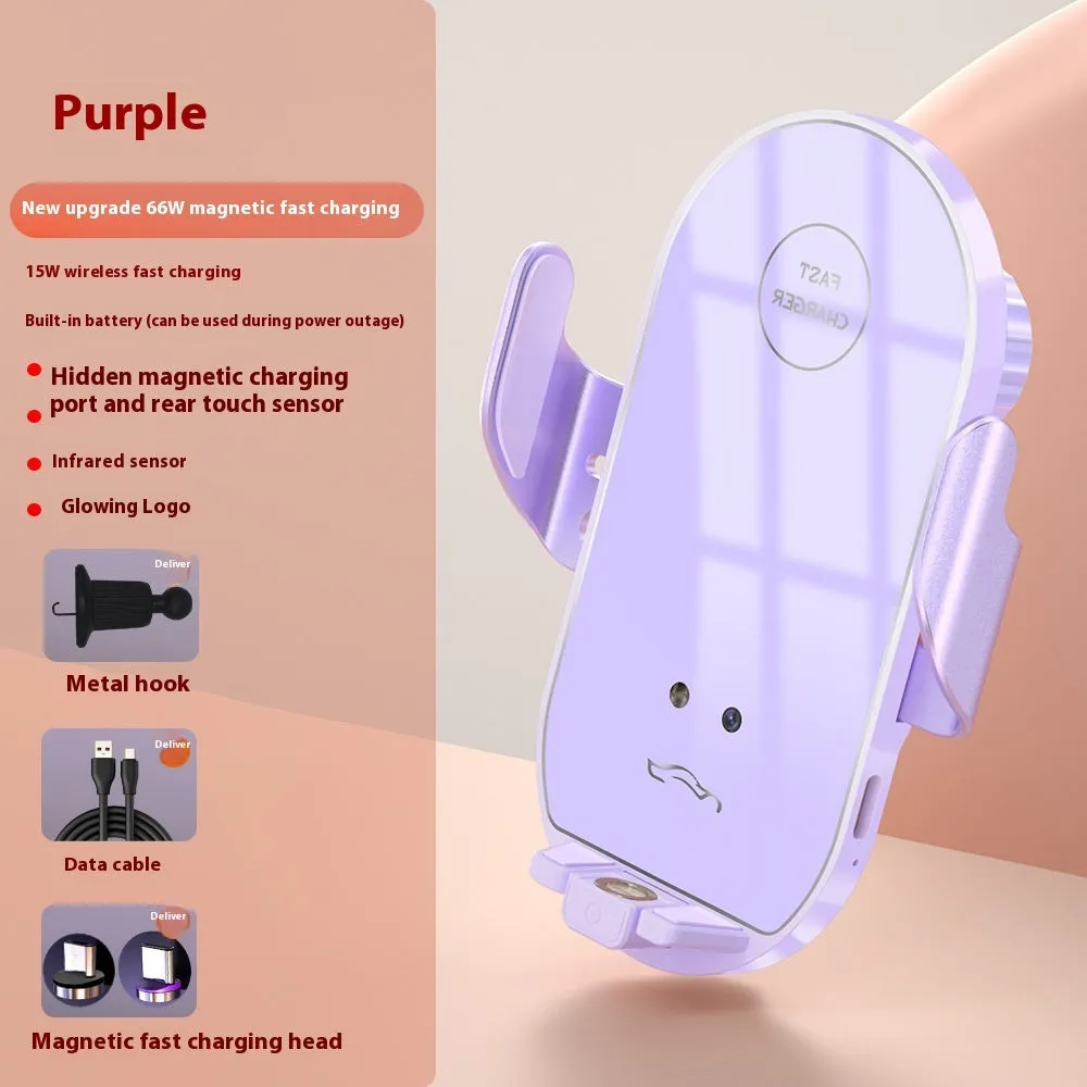 66W Car Phone Holder | Fast Wireless Charger | Air Vent Mount | Electroplated Finish