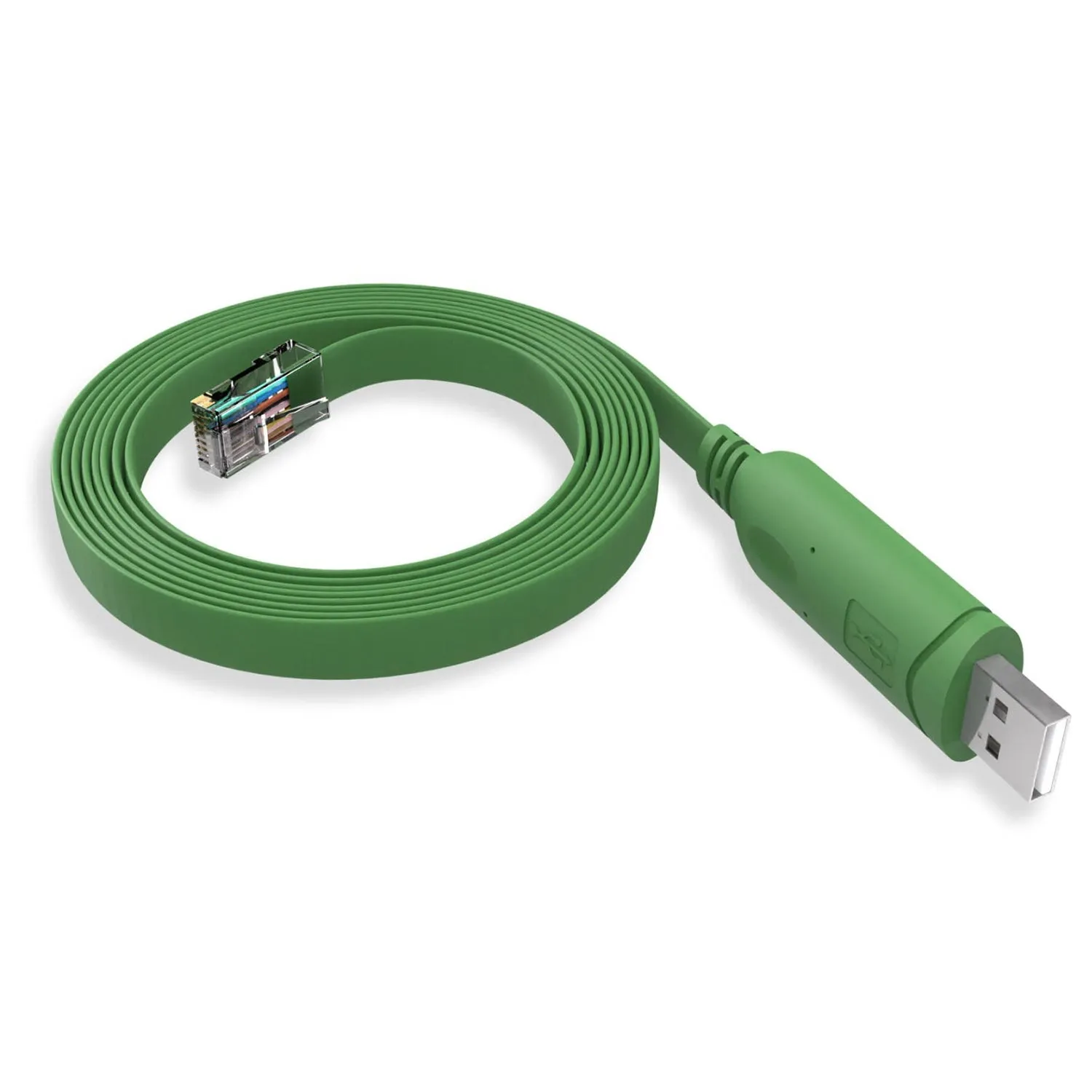 6Ft USB 2.0 A-Male to RJ45 Cisco Compatible Console Cable Green