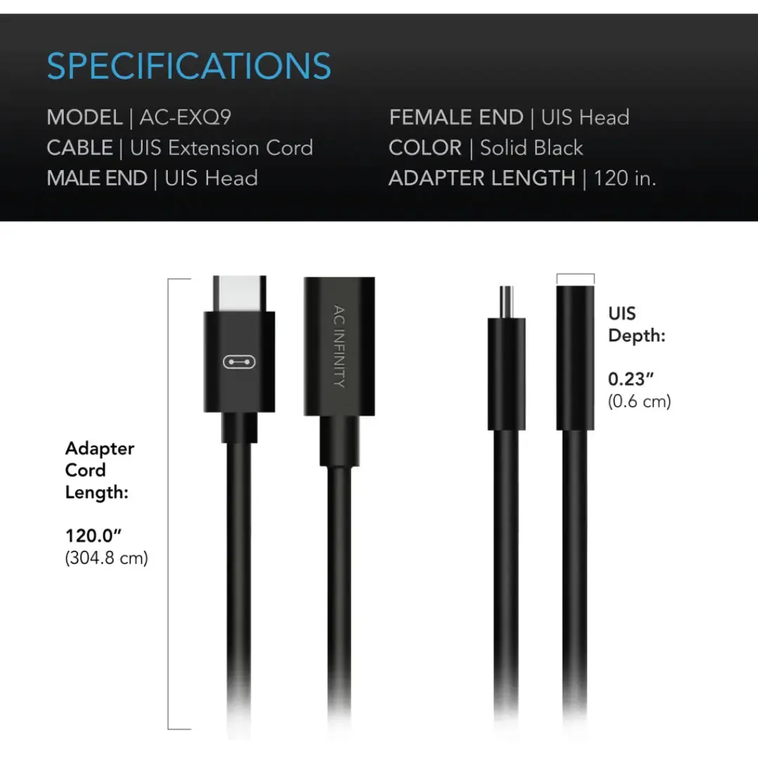 AC Infinity UIS To UIS Extension Cable, Female to Male, 10'