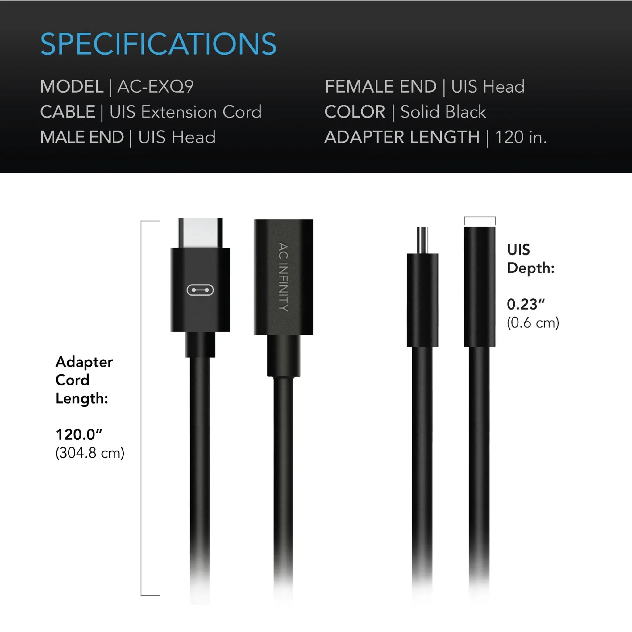 AC Infinity UIS To UIS Extension Cable - Male to Female 10 Feet