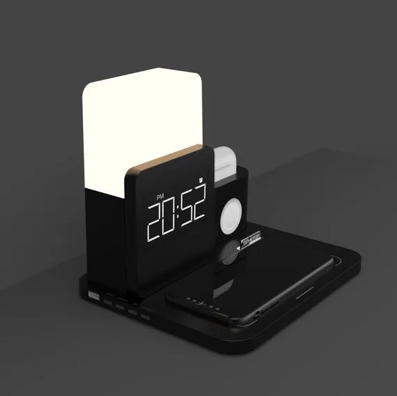 Advanced 6 In 1 Wireless Charging Station   Night Light, Alarm Clock, Phone Stand