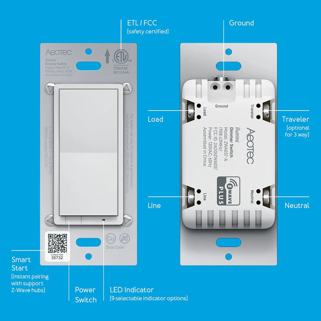 Aeotec ZWA037 illumino Dimmer Switch (Z-Wave Plus)