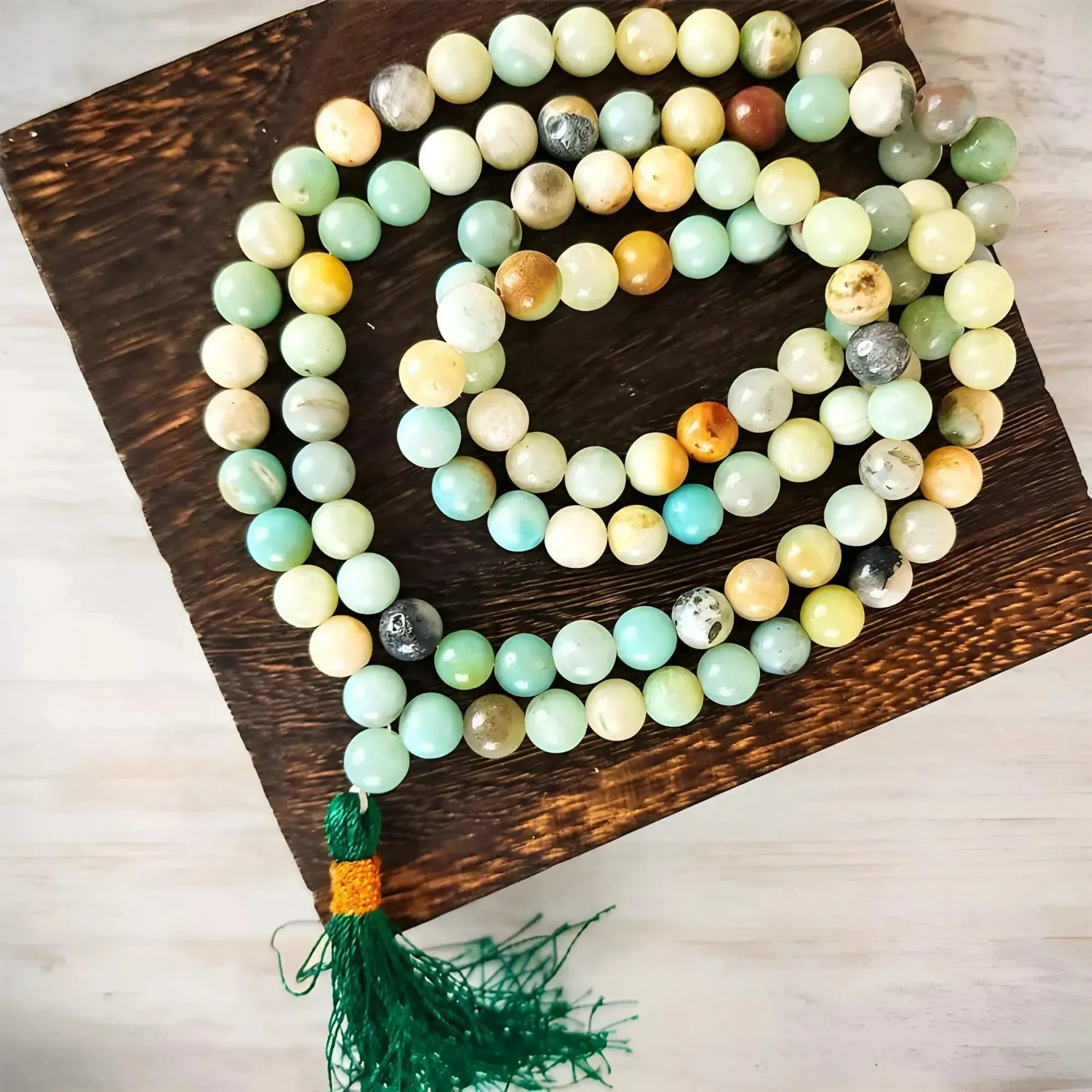 Amazonite Mala Beads for Truth, Communication, Manifestation