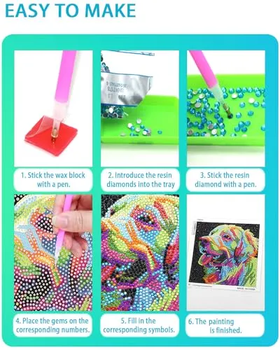 AyuqEjus Diamond Art Kits for Kids,4 Pack Diamond Art for Kids, Arts & Crafts for Kids Ages 8-12,Gem Art Painting 6" X 6" (4 Dog)