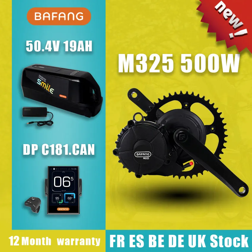 BAFANG Motor M325 50.4V 500W Mid Drive Motor Electric Bike Conversion Kits MM G341.500.C Engine with 19AH Samsung 21700 Cells