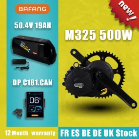 BAFANG Motor M325 50.4V 500W Mid Drive Motor Electric Bike Conversion Kits MM G341.500.C Engine with 19AH Samsung 21700 Cells