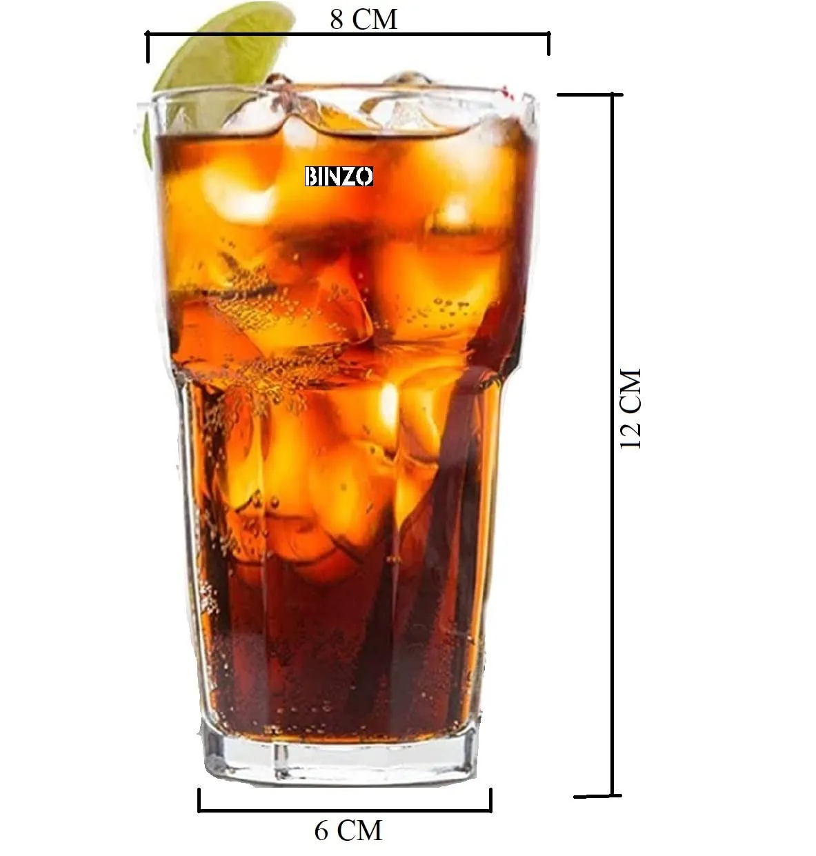 BINZO Stackable Dishwasher and Microwave Safe Tall Water Juice Drinking Durable Stackable Glass Tumbler Set (300ml) -Set of 6
