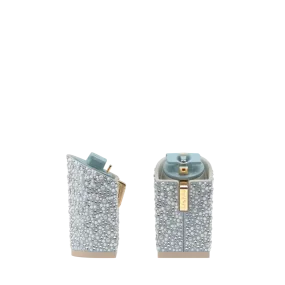 Block Heel Kit Baby Blue Pearl & Rhinestone 4"