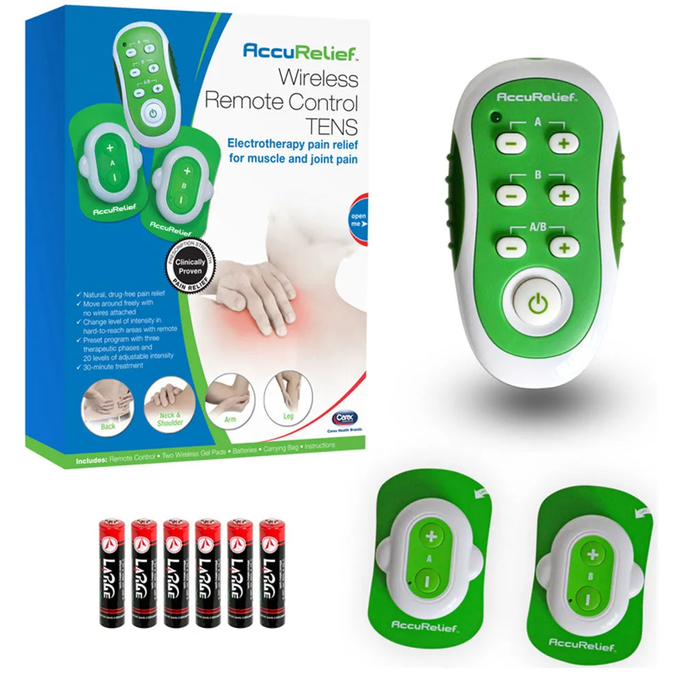 Carex AccuRelief ACRL-9000 Wireless Remote Control TENS Electrotherapy Pain Relief System, 1 Count