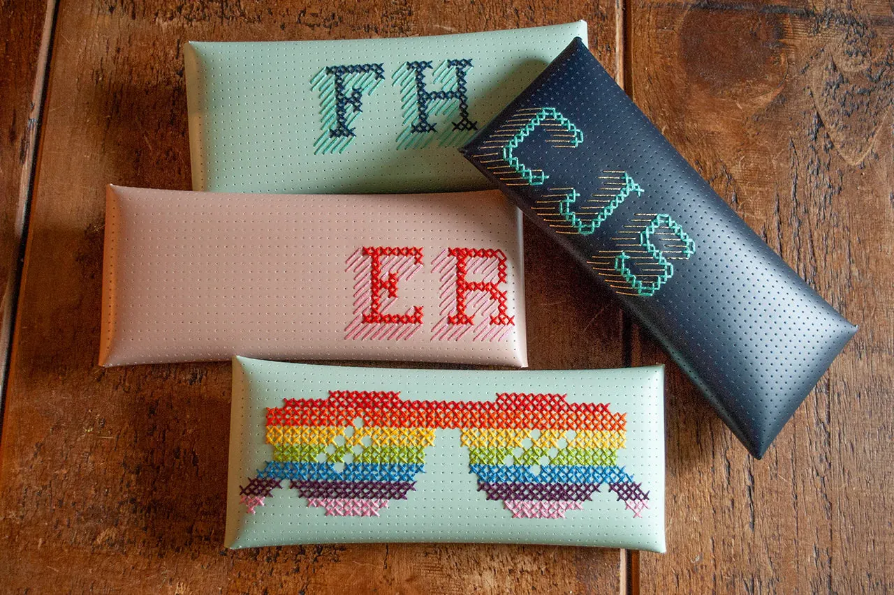 CHASING THREADS • Stitch Your Own Pencil or Glasses Case Kit • Pink • NEW