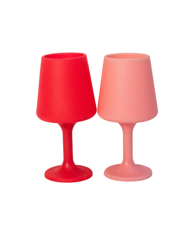 Cherry   Blush Silicone Unbreakable Wine Glasses - Set of 2