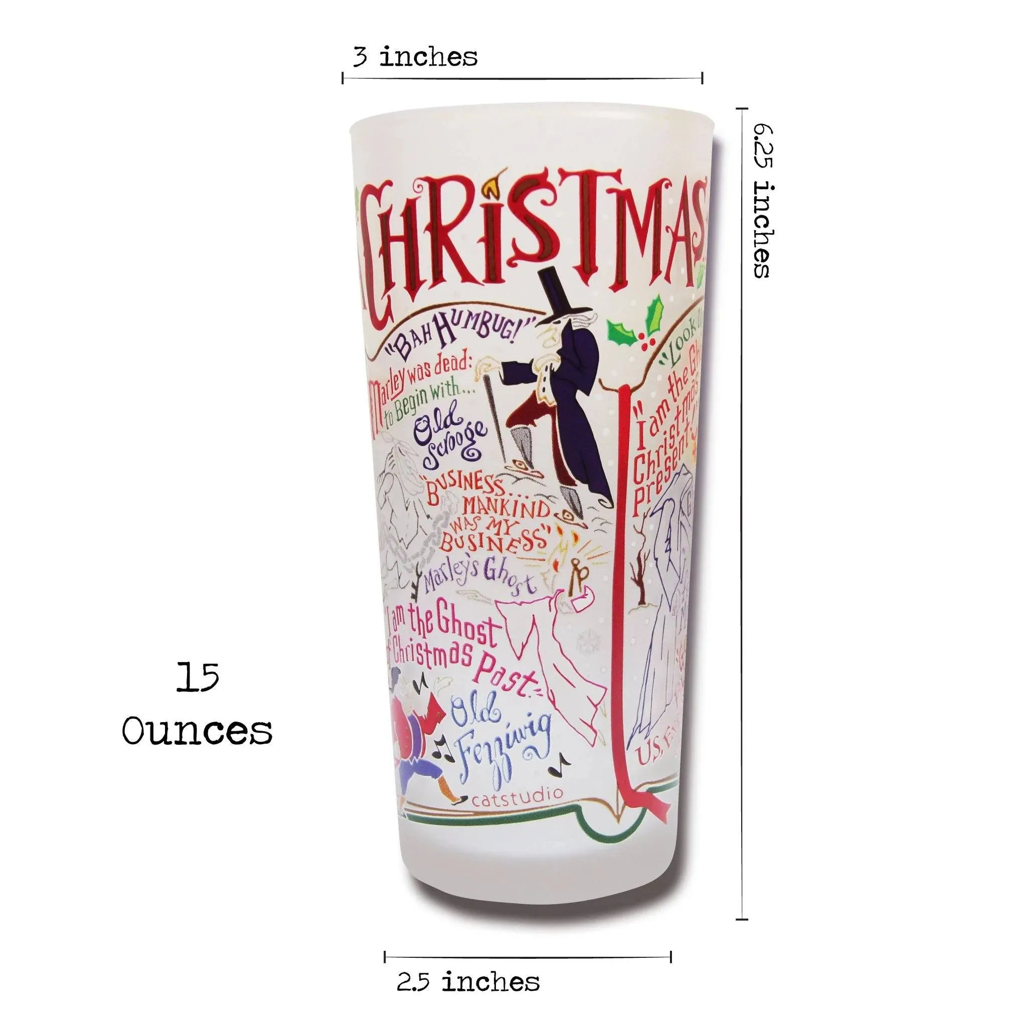 CHRISTMAS CAROL GLASS BY CATSTUDIO