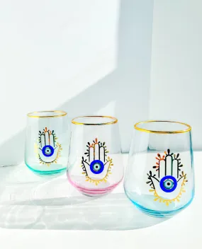 Colorful Gold Hamsa Glasses Gift Set