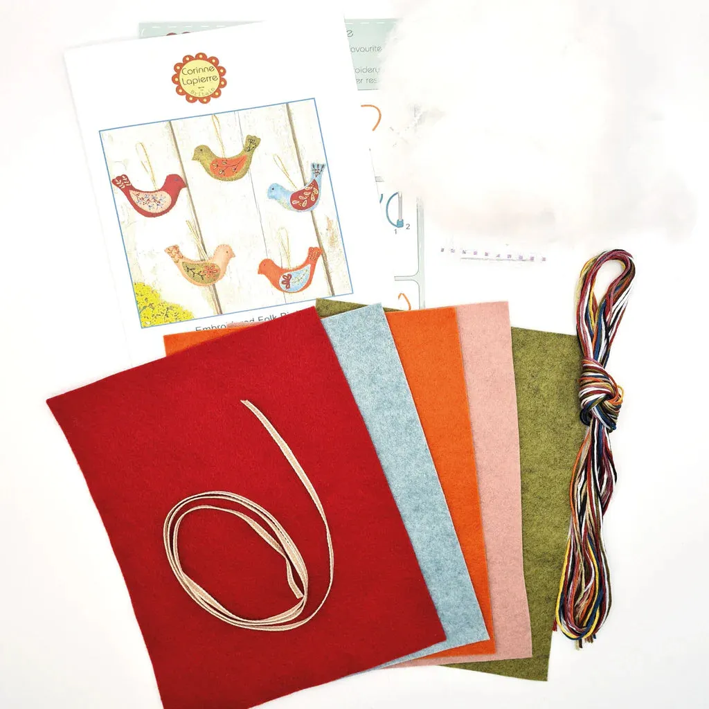 CORINNE LAPIERRE • Felt Embroidered Folk Birds Stitch Kit