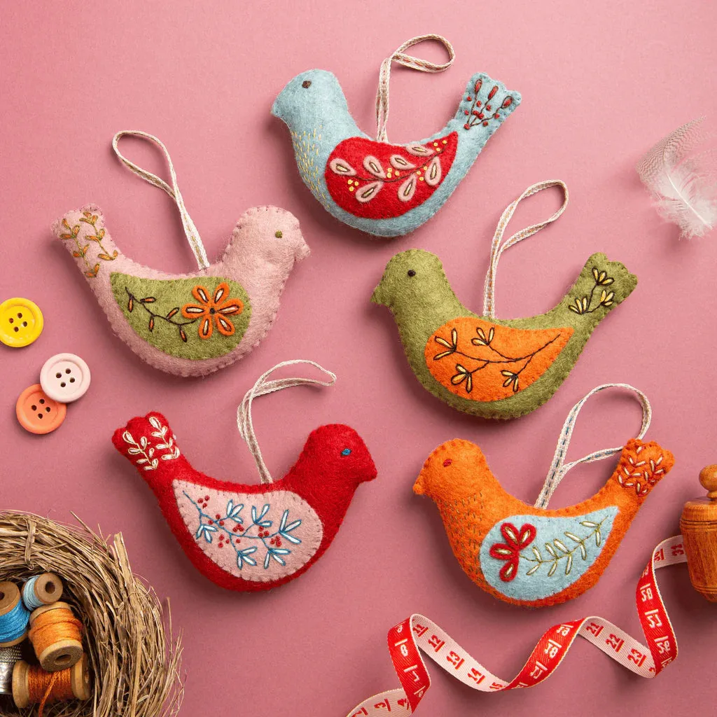 CORINNE LAPIERRE • Felt Embroidered Folk Birds Stitch Kit
