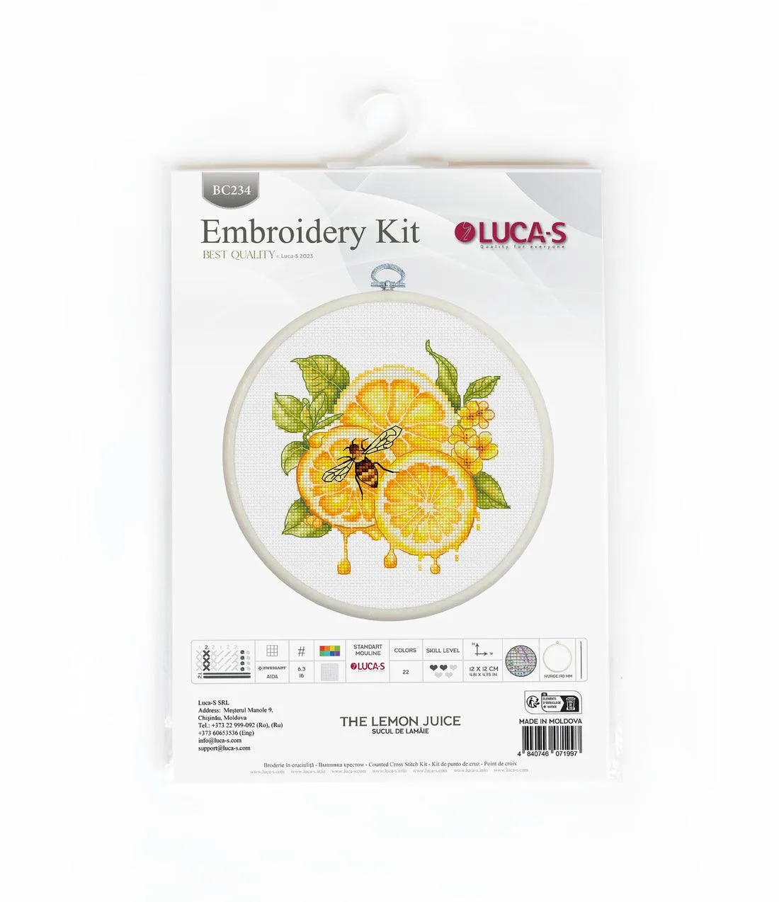 Cross Stitch Kit with Hoop Included Luca-S - The Lemon Juice, BC234