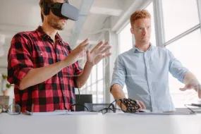 Developers testing an augmented reality device