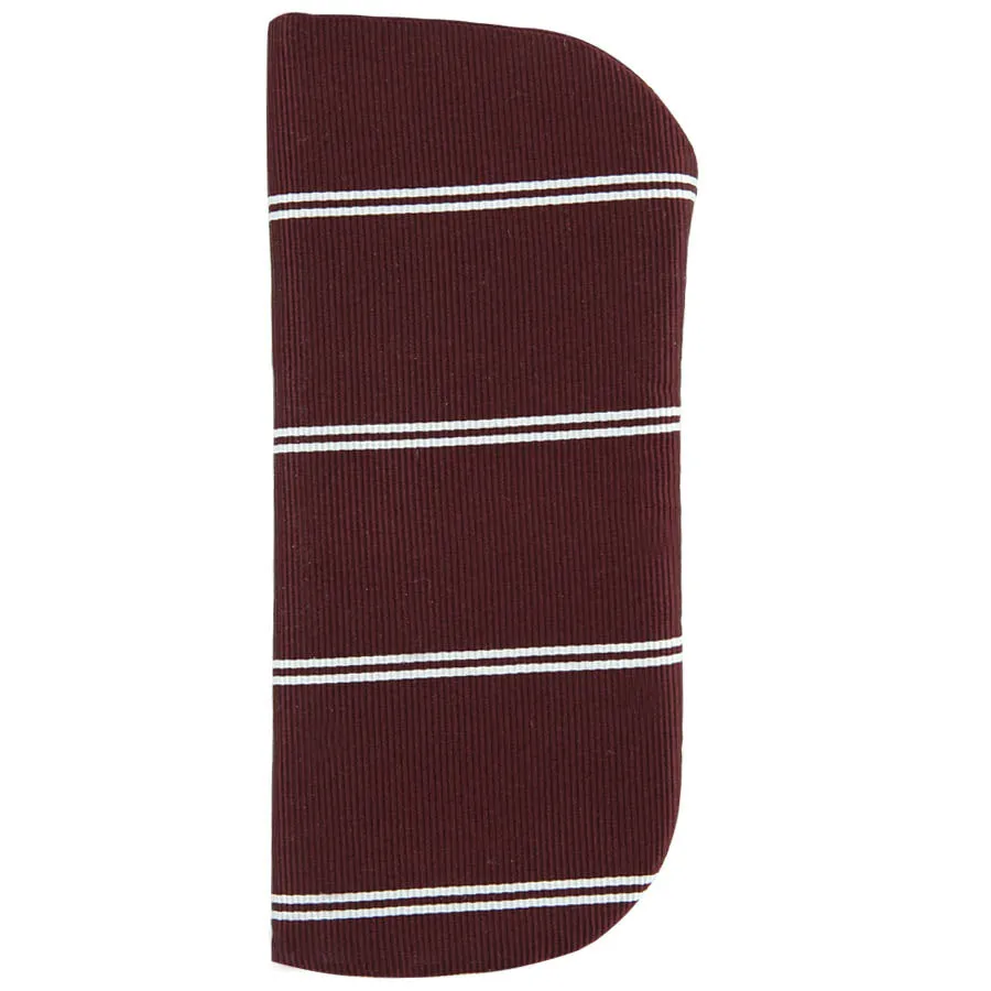 Double Bar Super Repp Stripe Silk Glasses Case - Burgundy
