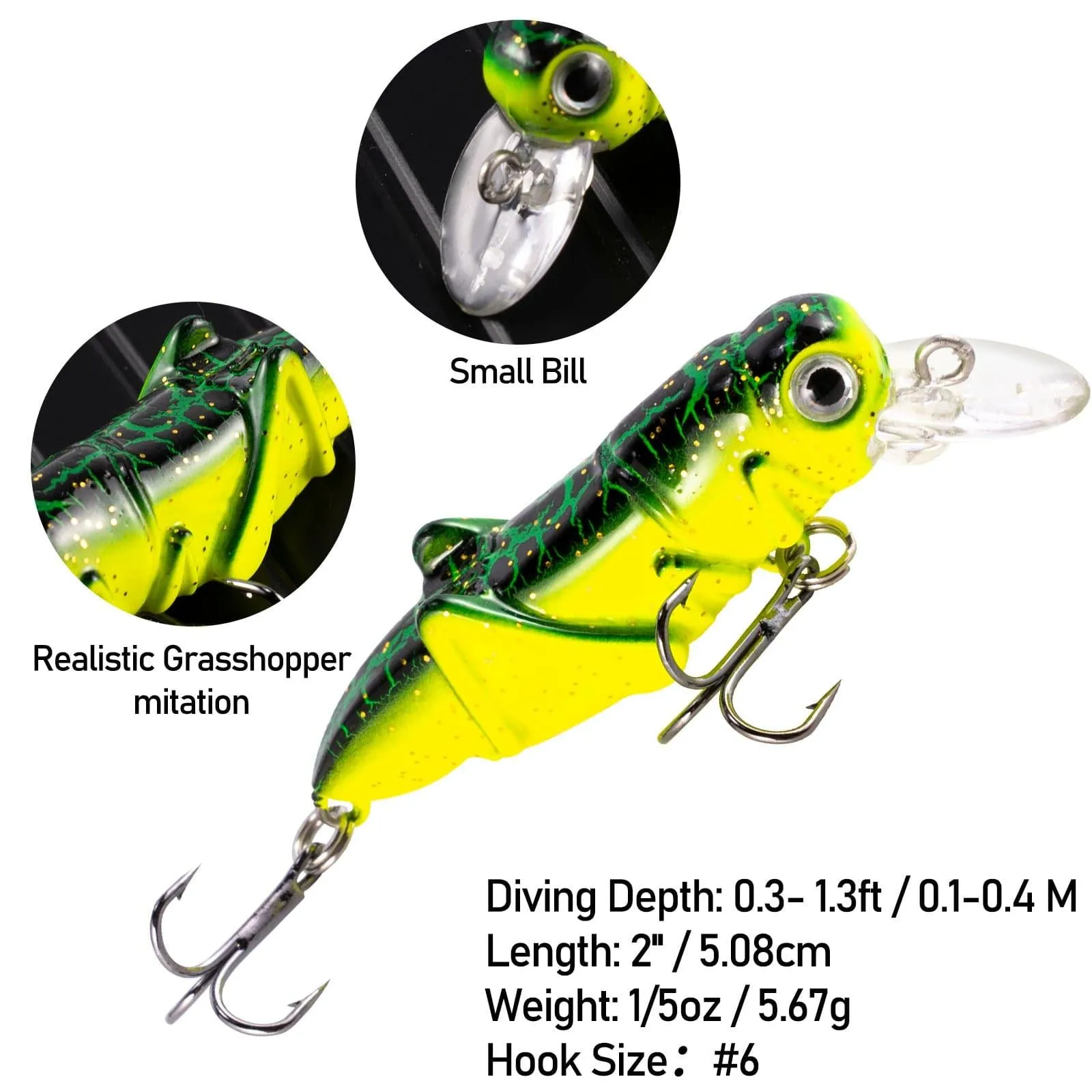 Dr.Fish 5pcs Crankbait Lure kit 1/5oz-3/10oz
