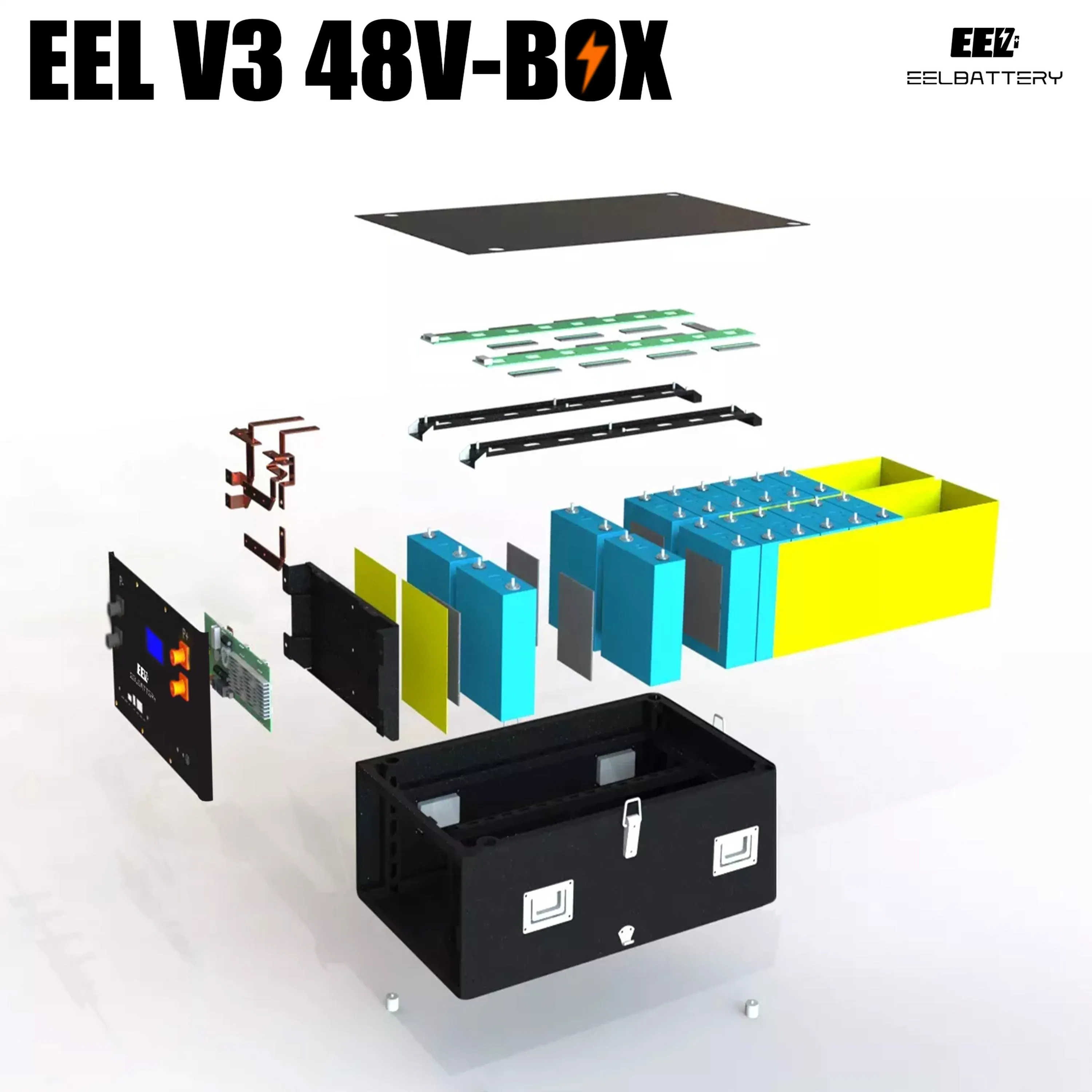 EEL 48V 16S V3 Server Rack Battery DIY 280 Box Kits with Bluetooth BMS Home Energy Storage Stackable Type