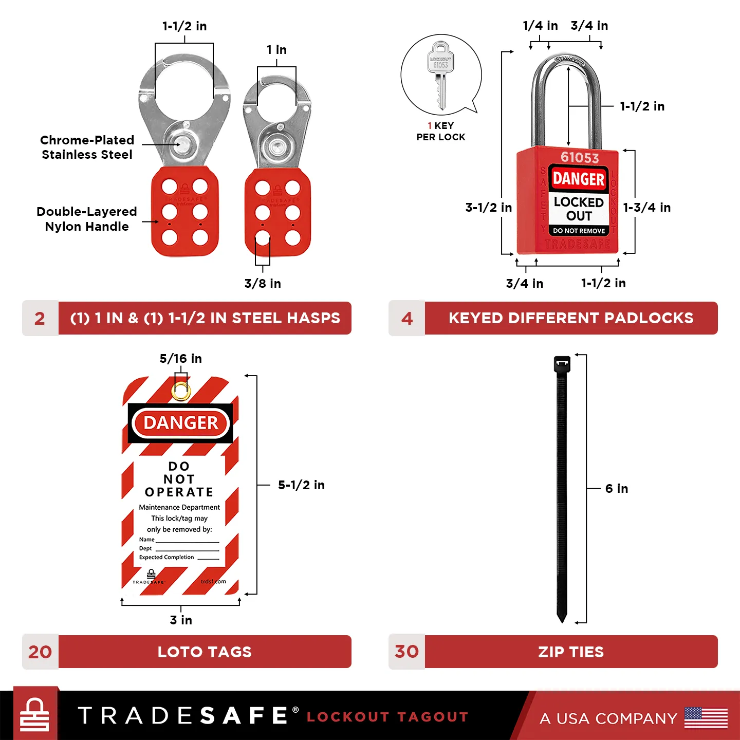 Electrical Lockout Tagout Kit – 1 Key Per Lock