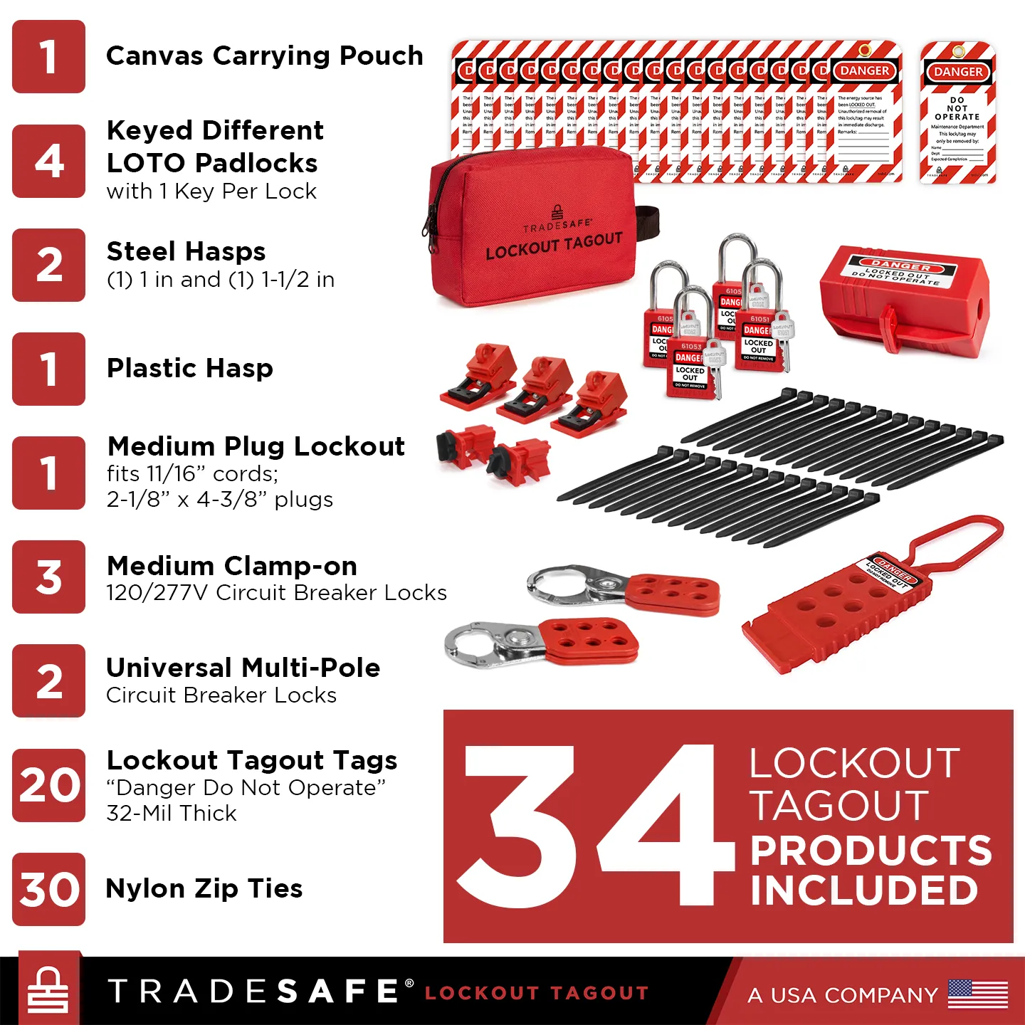 Electrical Lockout Tagout Kit – 1 Key Per Lock