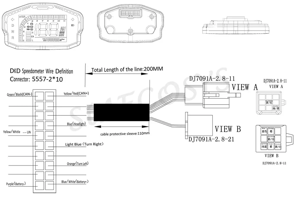EM200-2sp CAN Controller with large Heat Sink with Adjustable DKD LCD-M LIN CAN-BUS communication optional LCD Speedometer