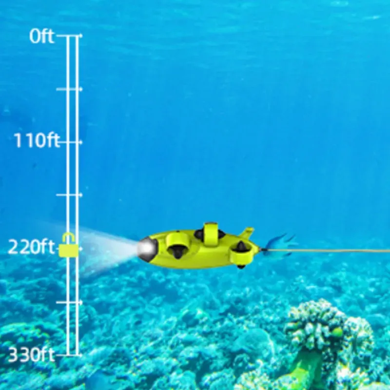 FIFISH V6 Underwater Drone OMNI-directional Compact ROV with 4K UHD Camera 100M Cable Spool 64G Internal Storage Bundle