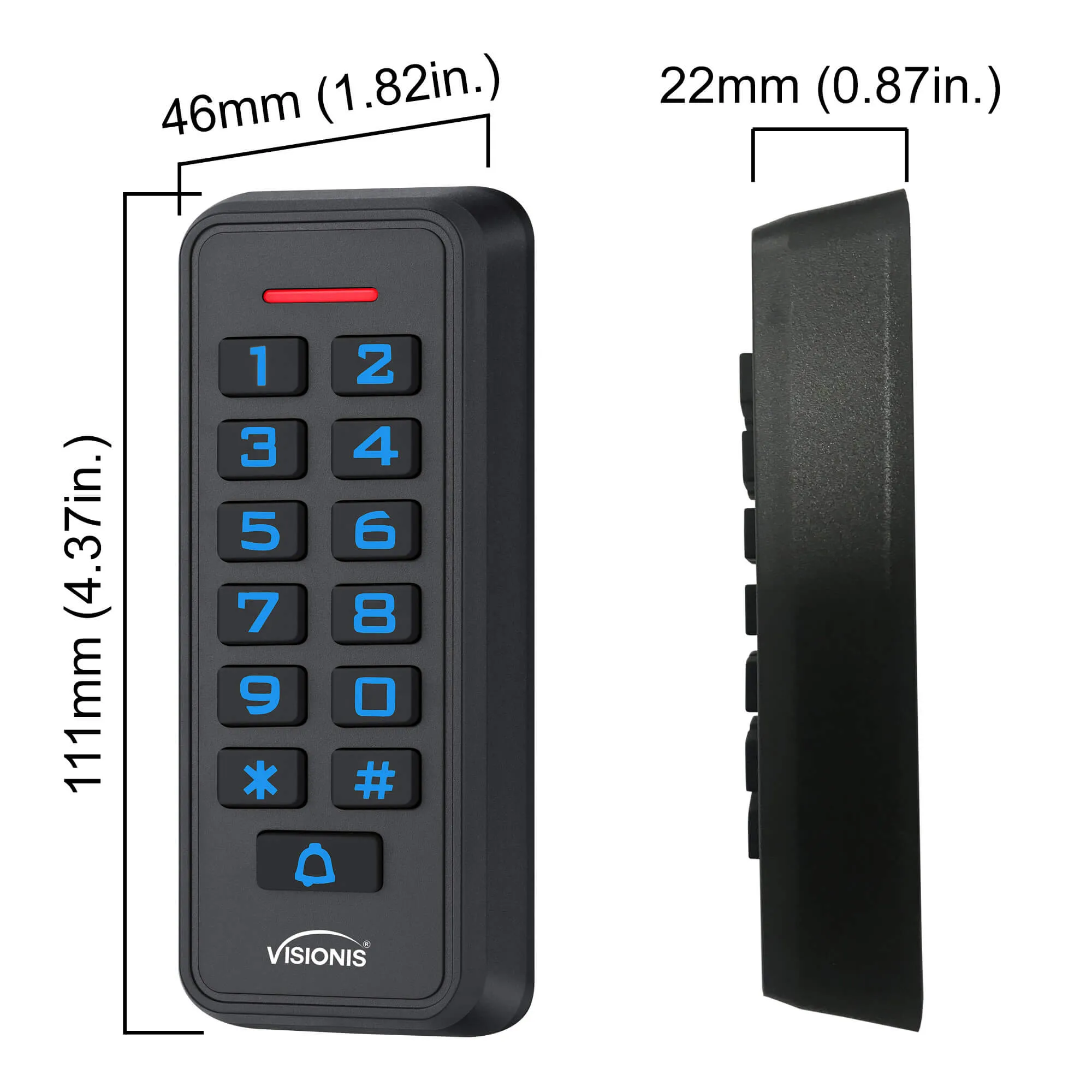 FPC-6421 Visionis VIS-3008 Access Control Outdoor IP68 Weatherproof Card Reader And Keypad Standalone With Mini Controller   Wiegand 26, No Software, EM Cards, 1000 Users   10 Pack Of Proximity Cards