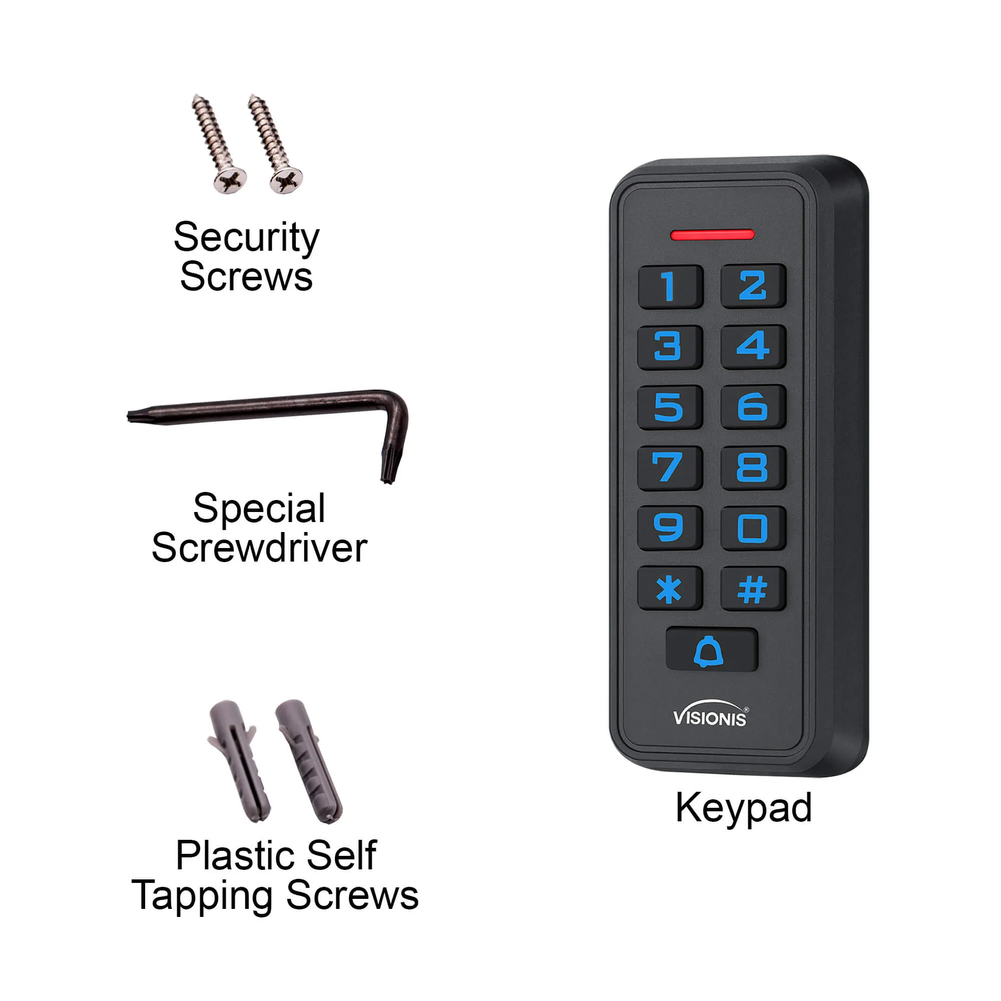 FPC-6421 Visionis VIS-3008 Access Control Outdoor IP68 Weatherproof Card Reader And Keypad Standalone With Mini Controller   Wiegand 26, No Software, EM Cards, 1000 Users   10 Pack Of Proximity Cards