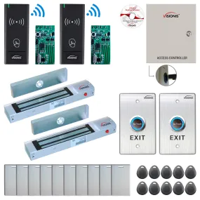 FPC-8963 2 Door Access Control Time Attendance TCP/IP RS485 Wiegand Controller Box   Out Swinging Door 300lbs Maglock   Wireless Card Reader   Wireless Receiver PCB   Computer Based Software Included
