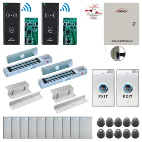 FPC-8966 2 Door Access Control Time Attendance TCP/IP RS485 Wiegand Controller Box   In Swinging Door 300lbs Maglock   Wireless Card Reader   Wireless Receiver PCB   Computer Based Software Included